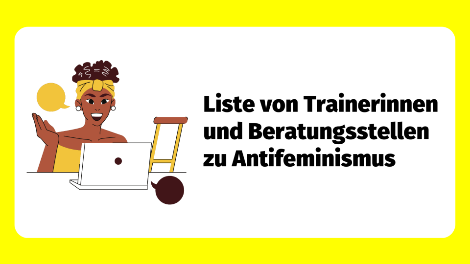 Teaserbild: Liste von Trainerinnen und Beratungsstellen zu Antifeminismus