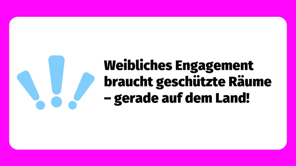 drei Ausrufezeichen und Text in pinkem Rahmen