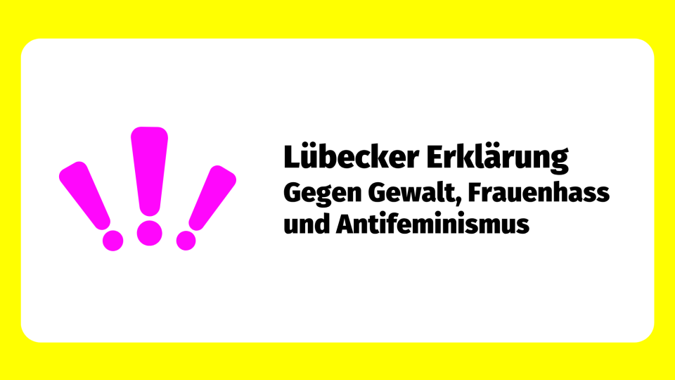 gelber Rahmen mit 3 pinken Fragezeichen und Text
