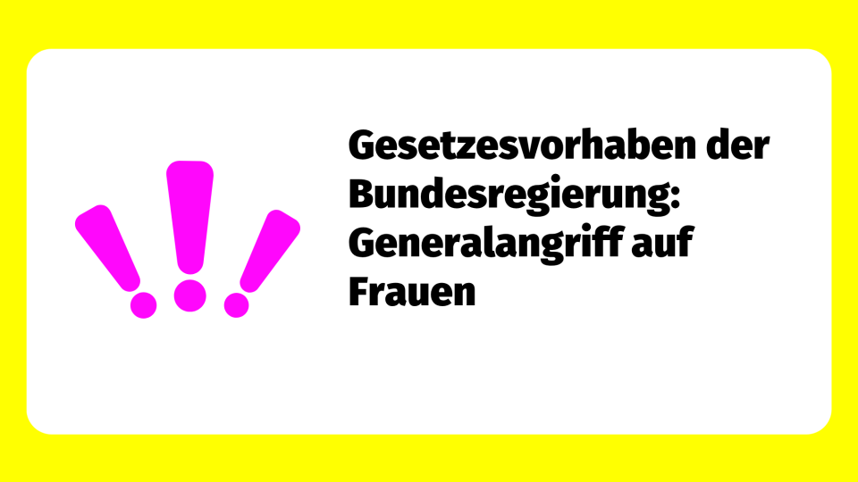 gelber Rahmen mit pinken Fragezeichen und Text
