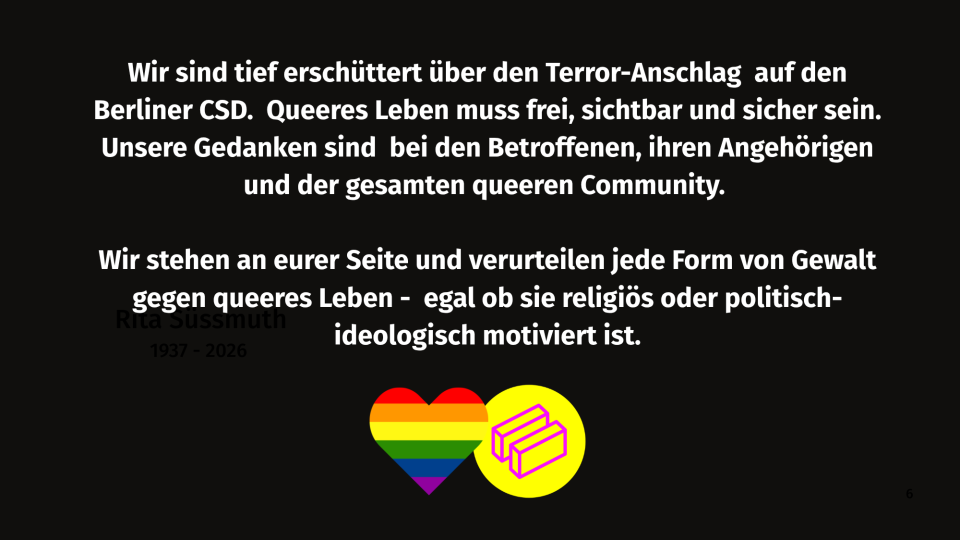 schwarze Kachel mit Regenbogenherz und Text