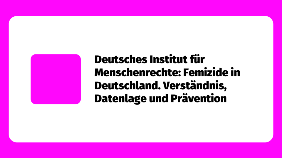 Deutsches Institut für Menschenrechte: Femizide in Deutschland Verständnis, Datenlage und Prävention