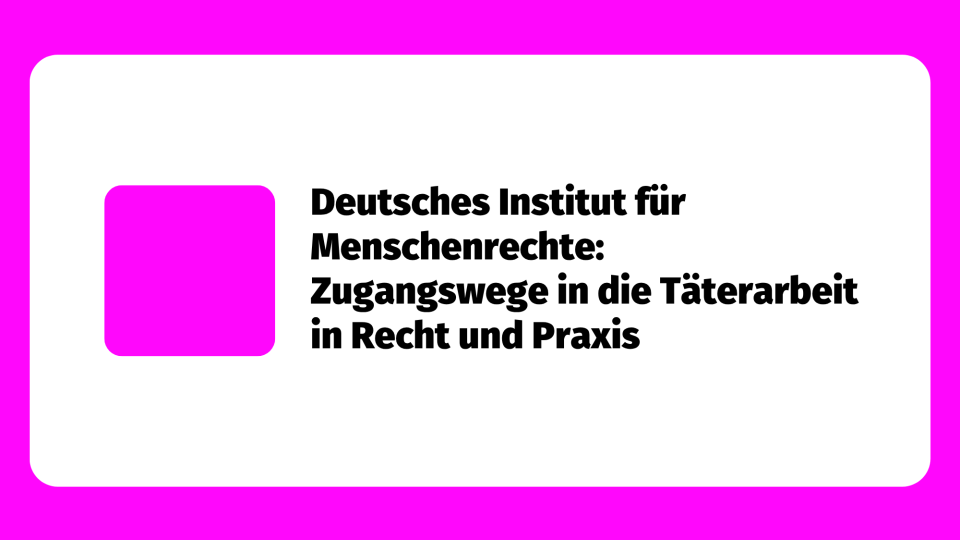 „Was passiert mit den Tätern? - Zugangswege in die Täterarbeit in Recht und Praxis“
